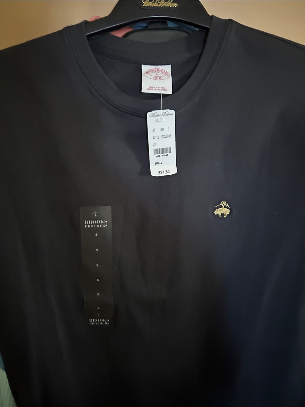 Brooks Brothers Men's Small Black Crewneck T‑Shirt Sz Small NWT